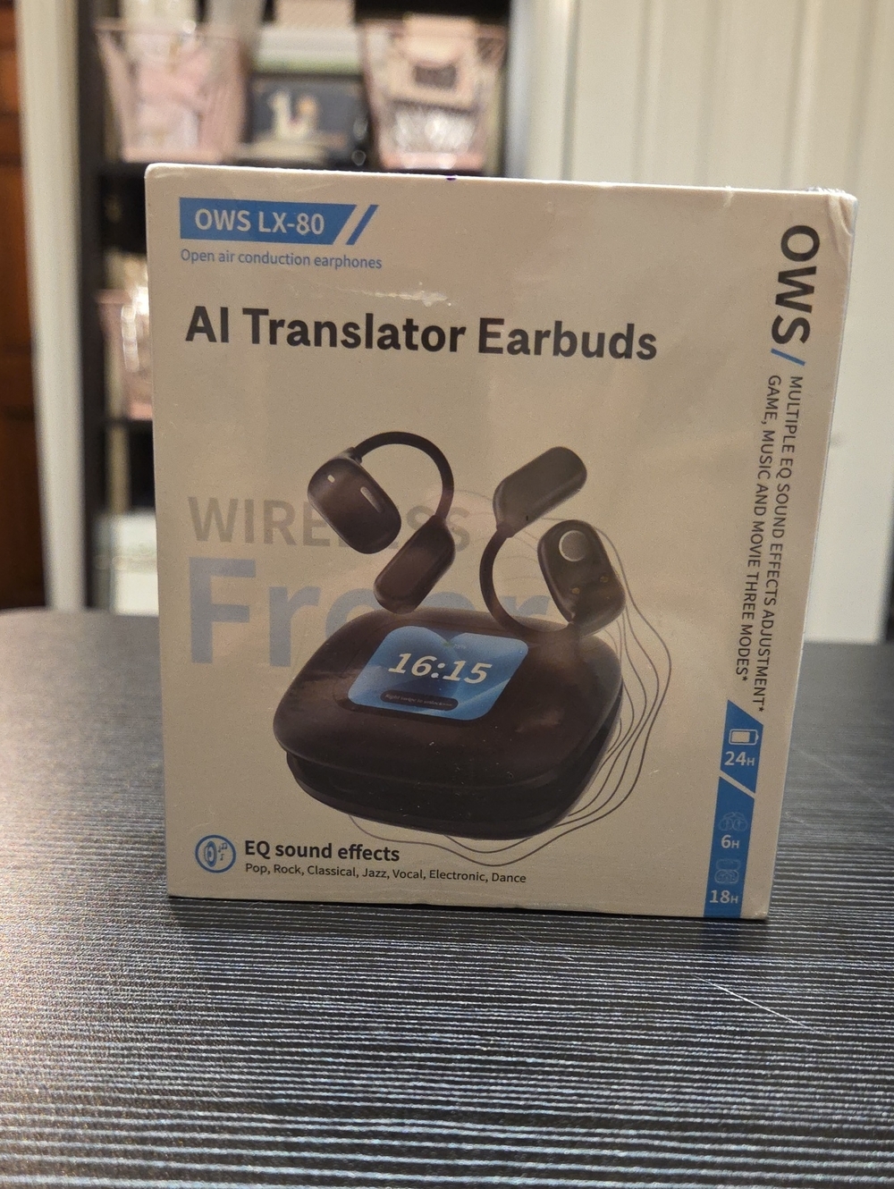 NWT Sealed OWS LX-80 Open Air AI Translator Earbuds Screen - Purple